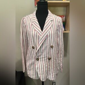 Anthropologie Dolan Anna Double-breasted Striped‎ Linen blazer
